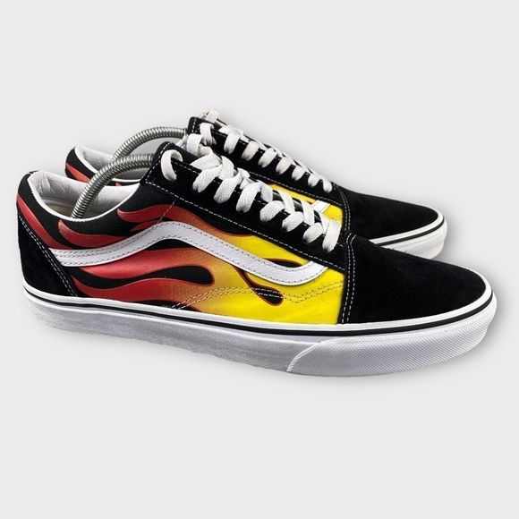 Vans Other - VANS FLAME OLD SKOOL SHOES MANS 11.5 PRINTS LACE UP MULTI COLOR SUEDE SNEAKERS